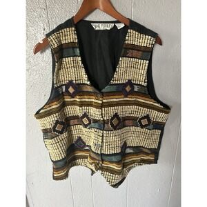 Women's Jane Ashley Southwestern tapestry snap front vest size 1X Art 2 Wear